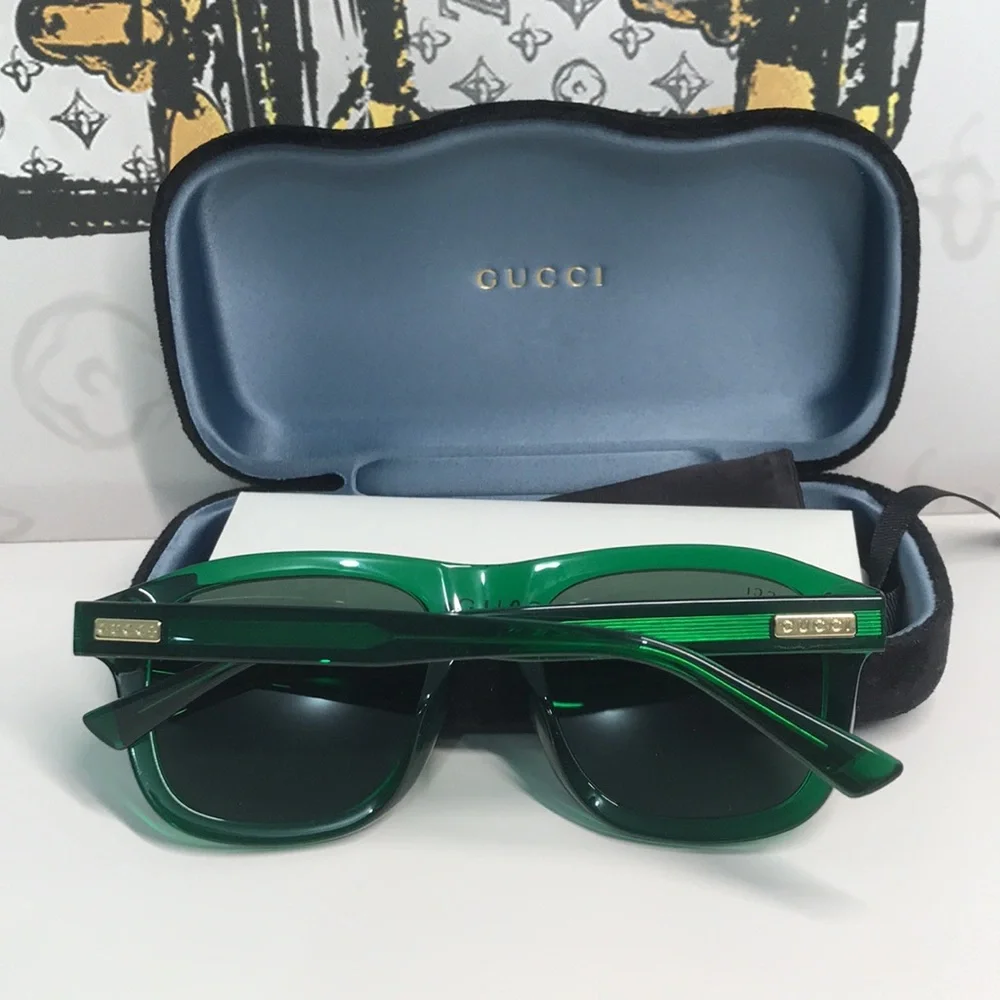 ✨ Brand New Gucci GG1316S 004 Sunglasses – Transparent Green with Green Lenses ✨